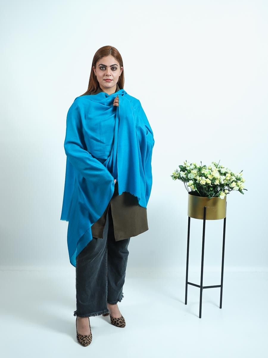 pashmina plain shawls blue